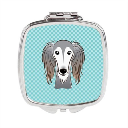 CAROLINES TREASURES Checkerboard Blue Saluki Compact Mirror- 2.75 x 3 x .3 In. BB1167SCM